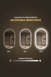 Fascinate Pill-Shaped Backlit LED Bathroom Mirror Anti-Fog 80x45cm in Silver - Size: 45 cm width x 75 cm drop - thumbnail 3