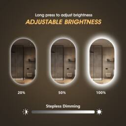 Fascinate Pill-Shaped Backlit LED Bathroom Mirror Anti-Fog 80x45cm in Silver - Size: 45 cm width x 75 cm drop - thumbnail 8