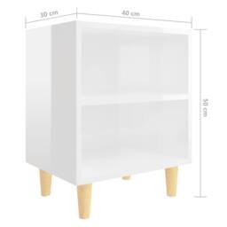 Berkfield Home Sturdy Bed Cabinets Solid Wood Legs 2 pcs High Gloss White 40x30x50 cm - Size: 40 x 30 x 50 cm - thumbnail 7