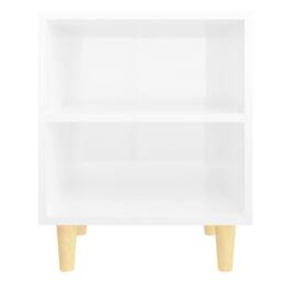 Berkfield Home Sturdy Bed Cabinets Solid Wood Legs 2 pcs High Gloss White 40x30x50 cm - Size: 40 x 30 x 50 cm - thumbnail 5