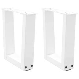 Berkfield Home Dining Table Legs V-Shape 2 pcs White 30x(30-31.3) cm Steel - thumbnail 2