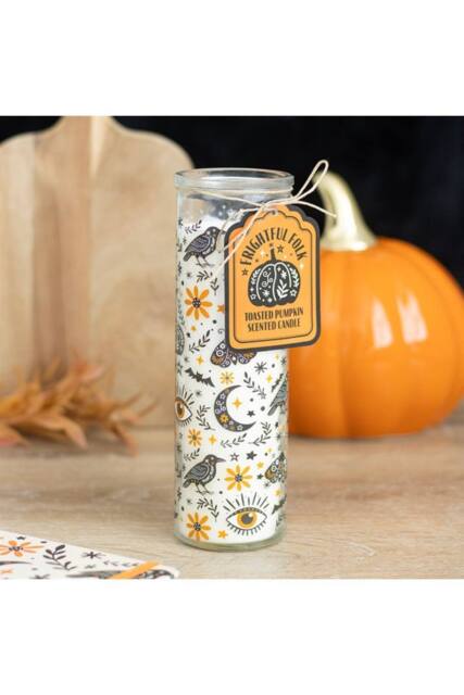 KDMD Toasted Pumpkin Folk Print Glass Tube Scented Candle - image 1