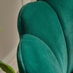 Home Source Boucle Fabric Scallop Shell Chair Wing Back Armchair Sofa Gold Legs in Emerald - thumbnail 5