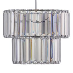First Choice Lighting Set of 2 Clint - Smoked Acrylic Two Tier Easy Fit Pendant Shades in Silver - thumbnail 3