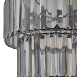 First Choice Lighting Set of 2 Clint - Smoked Acrylic Two Tier Easy Fit Pendant Shades in Silver - thumbnail 4