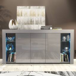Creative Furniture Eden Sideboard 164cm - Dark Grey with Gloss Doors & LED Lights - thumbnail 1