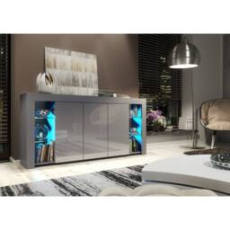 Creative Furniture Eden Sideboard 164cm - Dark Grey with Gloss Doors & LED Lights - thumbnail 5