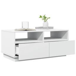 Berkfield Home Coffee Table with LED Lights White 90x49x40 cm - Size: 90 x 49 x 40 cm - thumbnail 6