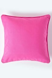 Homescapes Cotton Plain Cushion Cover in Cerise - Size: 30 cm x 30 cm