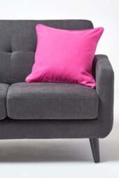 Homescapes Cotton Plain Cushion Cover in Cerise - Size: 30 cm x 30 cm - thumbnail 4