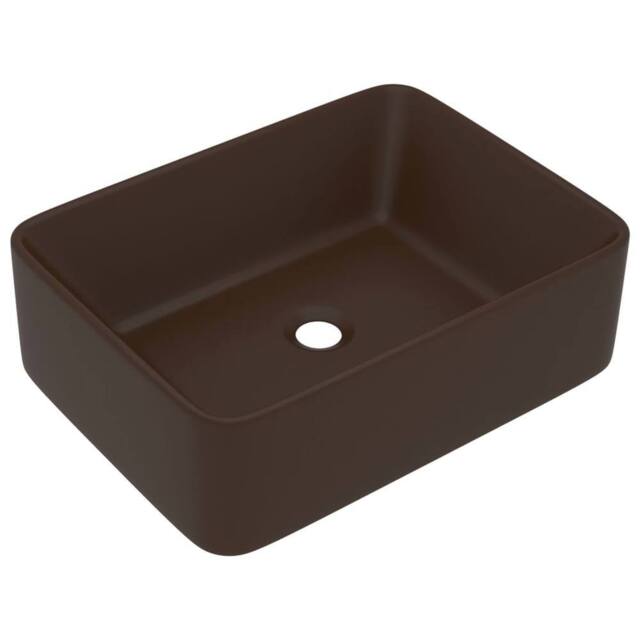 Berkfield Home Luxury Wash Basin Matt Dark Brown 41x30x12 cm Ceramic - Size: 41 x 30 x 12 cm - image 1