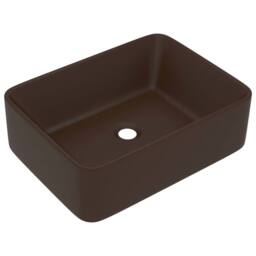 Berkfield Home Luxury Wash Basin Matt Dark Brown 41x30x12 cm Ceramic - Size: 41 x 30 x 12 cm - thumbnail 1
