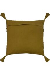 Furn Halmo Tufted Woven Tasselled Cushion in Olive - Size: 45 cm x 45 cm - thumbnail 2