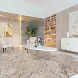 Desire Rugs Elysium Modern Abstract Action Area Rug Metallic Sheen -Astral in Beige - Size: 200 cm x 290 cm - thumbnail 6