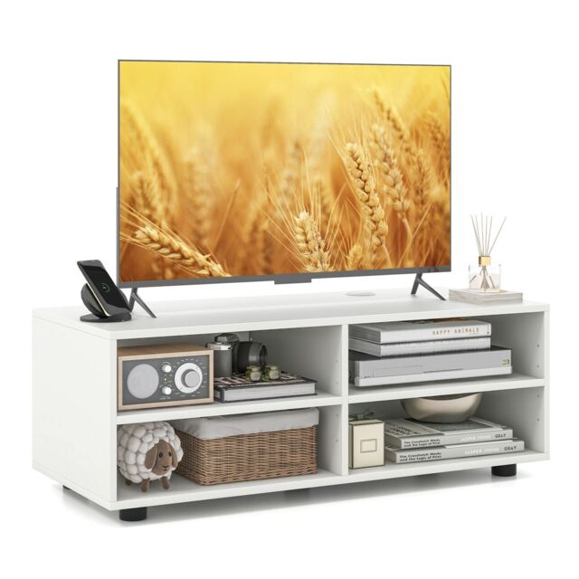 Costway TV Stand for TVs up to 40 Inches Wooden Media Console Table Entertainment Center in White - image 1