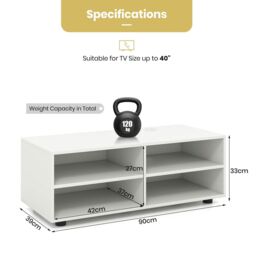 Costway TV Stand for TVs up to 40 Inches Wooden Media Console Table Entertainment Center in White - thumbnail 2