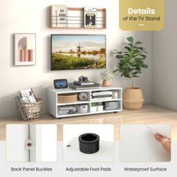 Costway TV Stand for TVs up to 40 Inches Wooden Media Console Table Entertainment Center in White - thumbnail 6
