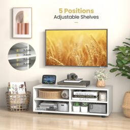 Costway TV Stand for TVs up to 40 Inches Wooden Media Console Table Entertainment Center in White - thumbnail 3