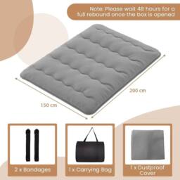 EONLION 200x150x10cm King Size Floor Mattress Futon in Grey - thumbnail 2