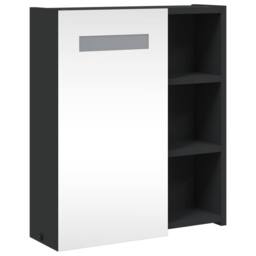 Berkfield Home Durable Bathroom Mirror Cabinet with LED Light Black 45x13x52 cm - Size: 45 x 13 x 52 cm - thumbnail 4