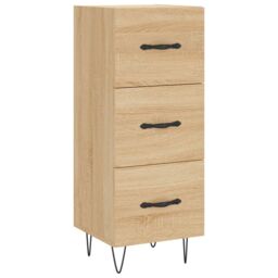 Berkfield Home Sideboard Sonoma Oak 34.5x34x90 cm Engineered Wood in Brown - thumbnail 2