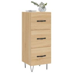 Berkfield Home Sideboard Sonoma Oak 34.5x34x90 cm Engineered Wood in Brown - thumbnail 3
