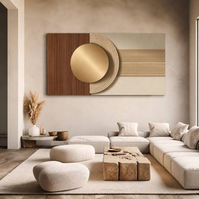 Mafett Golden Horizon Relief Large Wall Art Canvas Print in Gold - image 1