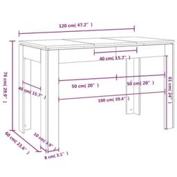 Berkfield Home Dining Table Grey Sonoma 120x60x76 cm Engineered Wood - Size: 120 x 60 x 76 cm - thumbnail 7
