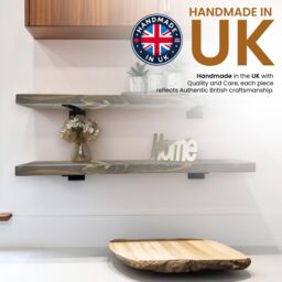 MKGT Rustic Wall Shelves Set of 2, (Driftwood Grey, 80cm) Floating Wooden Shelf in Grey - Size: 1 Pack - thumbnail 3