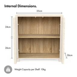 FORGEVIO Oak Wood Effect Freestanding Bathroom Storage Floor Cabinet in Beige - thumbnail 3