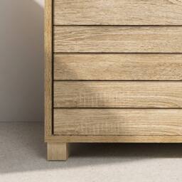 FORGEVIO Oak Wood Effect Freestanding Bathroom Storage Floor Cabinet in Beige - thumbnail 4