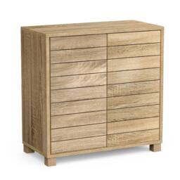 FORGEVIO Oak Wood Effect Freestanding Bathroom Storage Floor Cabinet in Beige - thumbnail 1