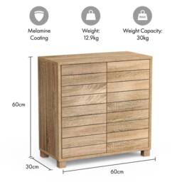 FORGEVIO Oak Wood Effect Freestanding Bathroom Storage Floor Cabinet in Beige - thumbnail 2