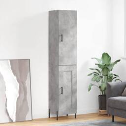 Berkfield Home Highboard Concrete Grey 34.5x34x180 cm Engineered Wood - thumbnail 2