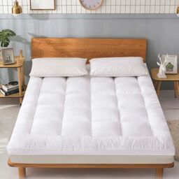VOGREX New 1pc 10cm Deep Thick Hotel Quality white Mattress Topper - thumbnail 1