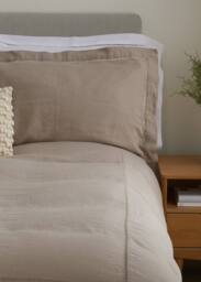 Truly Set of 2 Mushroom Ladder Detail Linen Oxford Pillowcases in Light Brown - Size: Standard Pillow Case