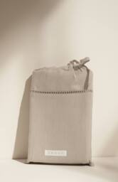 Truly Set of 2 Mushroom Ladder Detail Linen Oxford Pillowcases in Light Brown - Size: Standard Pillow Case - thumbnail 2