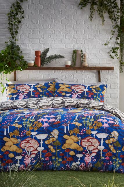 Furn Amanita Abstract Mushroom Duvet Cover Set in Cobalt - Size: Double - image 1