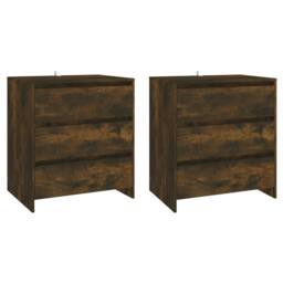Berkfield Home 3 Piece Sideboard Smoked Oak Engineered Wood in Brown - thumbnail 3