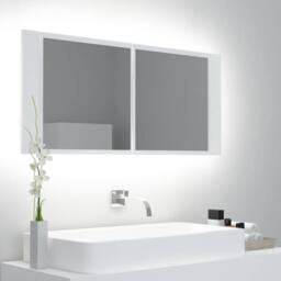 Berkfield Home LED Bathroom Mirror Cabinet White 100x12x45 cm - Size: 100 x 12 x 45 cm - thumbnail 2