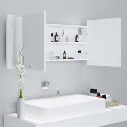 Berkfield Home LED Bathroom Mirror Cabinet White 100x12x45 cm - Size: 100 x 12 x 45 cm - thumbnail 8
