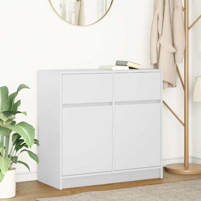 Berkfield Home Sideboard with Drawer White 80x34x76 cm Engineered Wood - Size: 80 x 34 x 76 cm - image 1