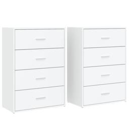 Berkfield Home Sideboards 2 pcs White 60x31x84 cm Engineered Wood - Size: 60 x 31 x 84 cm - thumbnail 1