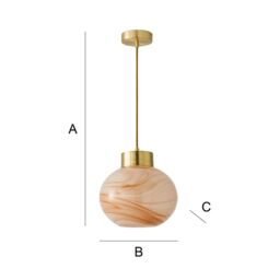 ValueLights Sookie Alabaster Glass Gold Capped Ceiling Pendant Light with LED Bulb in Cream - thumbnail 7