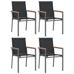 Berkfield Home Garden Chairs 4 pcs Black 55x61.5x90 cm Textilene & Steel - thumbnail 2