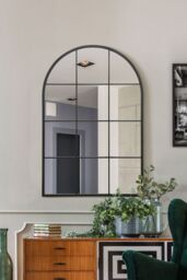 "MirrorOutlet Black Metal Framed Arched Window Wall Mirror 47"" X 31"" (120CM X 80CM) - Size: 1 Pack" - thumbnail 2