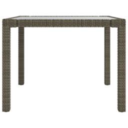 Berkfield Home Garden Table 90x90x75 cm Tempered Glass & Poly Rattan Grey - Size: 90 x 90 x 75 cm - thumbnail 4