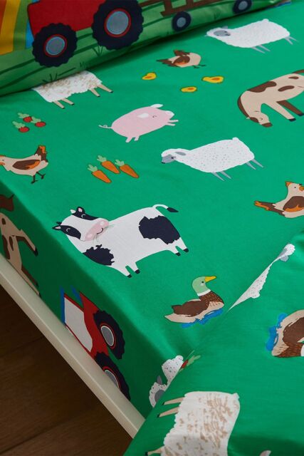 Catherine Lansfield Farmyard Animals' Fitted Sheet in Green - Size: Single - image 1