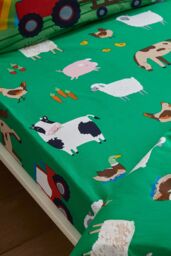 Catherine Lansfield Farmyard Animals' Fitted Sheet in Green - Size: Single