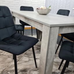 KOSY KOALA Stone Grey Effect Wooden Dining Table Set With 6 Black Velvet Chairs Dining Room Furniture in Brown - thumbnail 8
